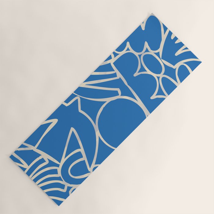 Blue organic nature art shape paint pattern Yoga Mat Gallery Image 1