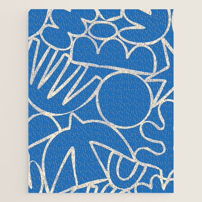 Blue organic nature art shape paint pattern Jigsaw Puzzle Gallery Image 1