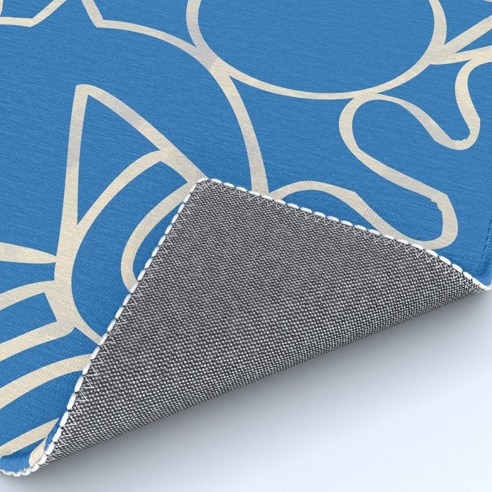 Blue organic nature art shape paint pattern Rug Gallery Image 4