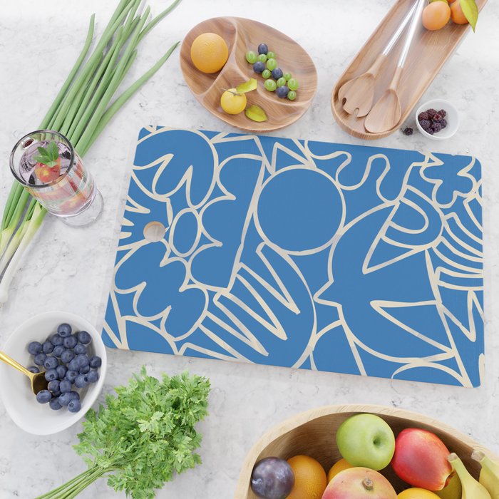 Blue organic nature art shape paint pattern Cutting Board Gallery Image 2