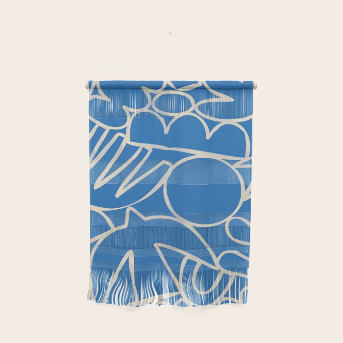 Blue organic nature art shape paint pattern Wall Hanging Gallery Image 1