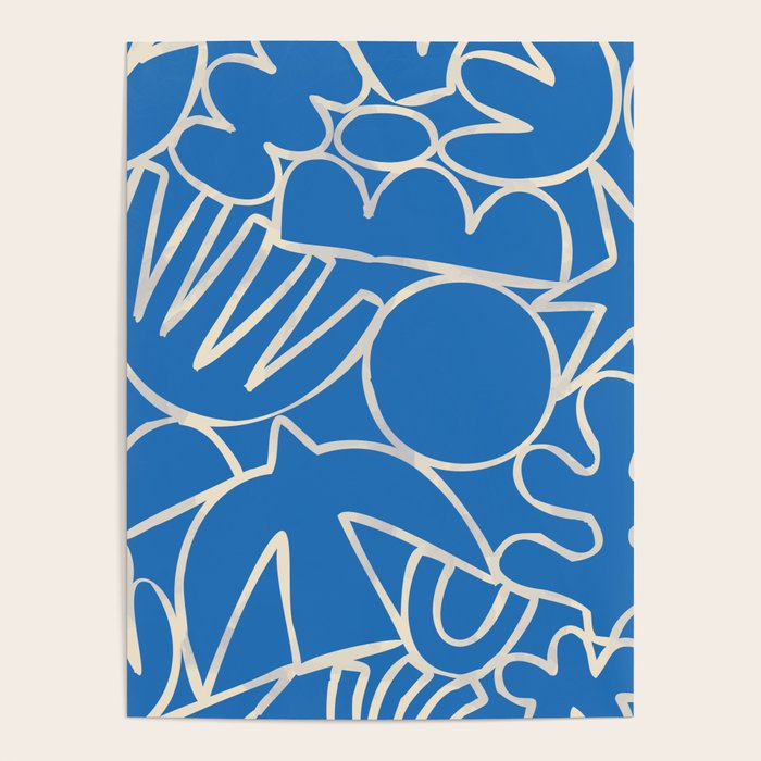 Blue organic nature art shape paint pattern Poster Gallery Image 4