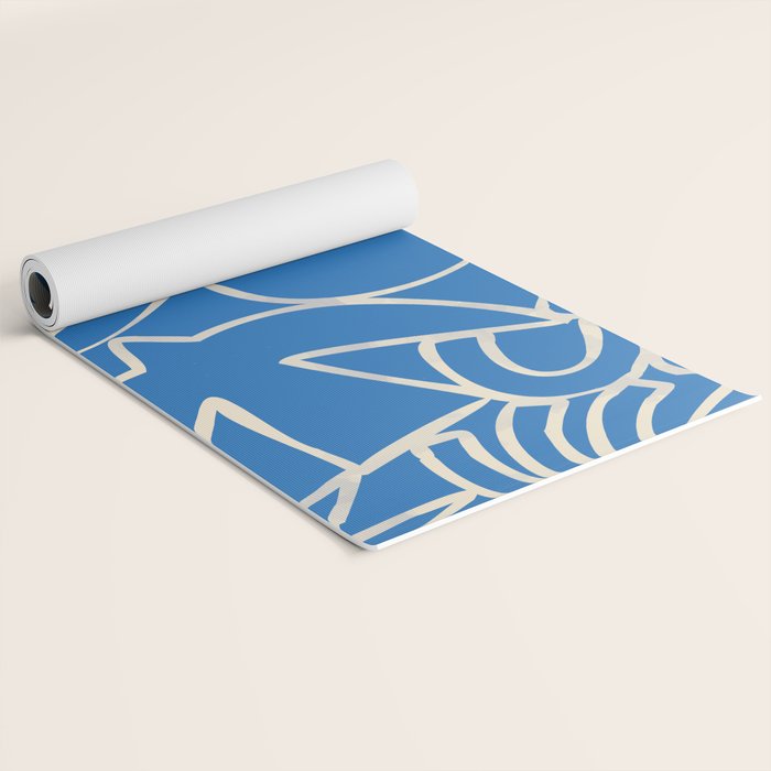 Blue organic nature art shape paint pattern Yoga Mat Gallery Image 2