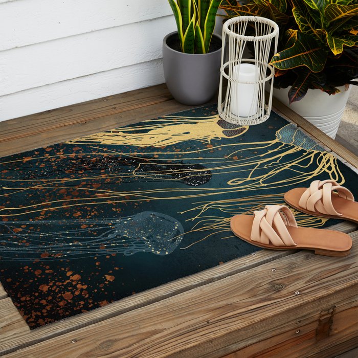 Metallic Jellyfish Outdoor Rug Gallery Image 2