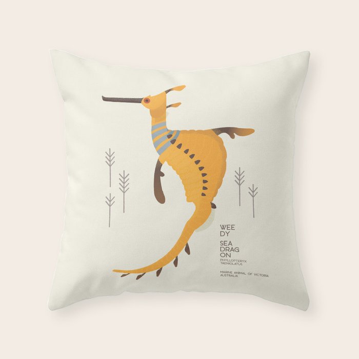 Weedy Seadragon, Marine Animal of Victoria, Australia Throw Pillow Gallery Image 6