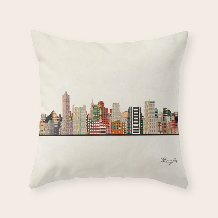 memphis skyline Throw Pillow Gallery Image 6