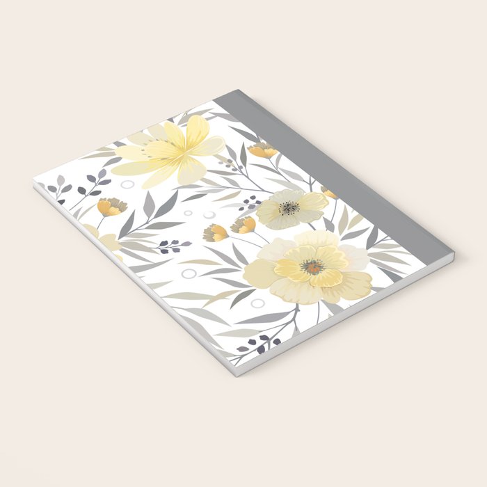 Modern, Floral Prints, Yellow, Gray and White Notebook Gallery Image 3