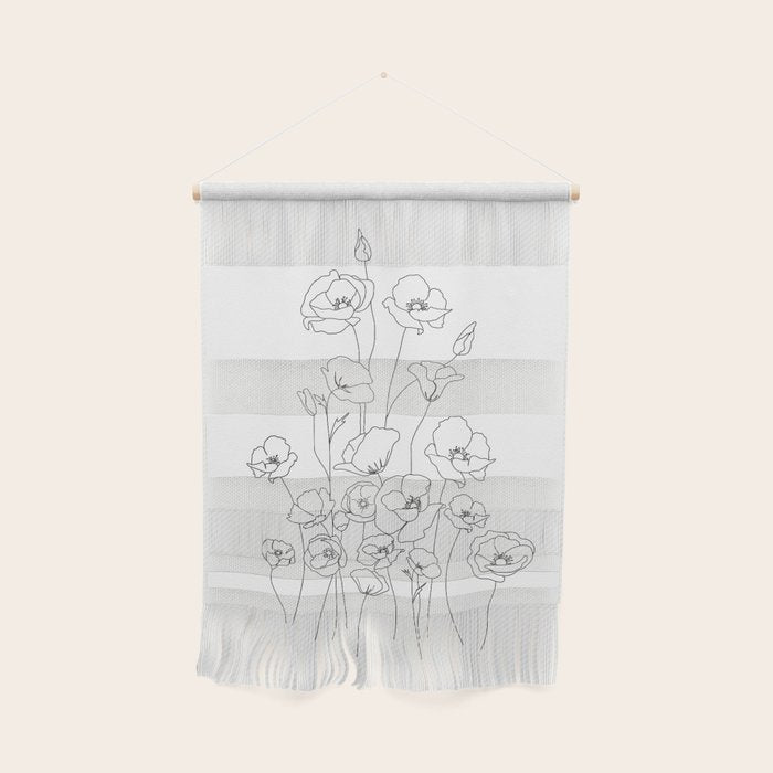 Poppy Flowers Line Art Wall Hanging Gallery Image 1