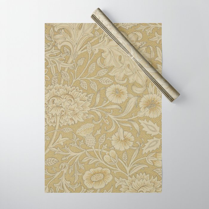 William Morris Double Bough Antique Gold Wrapping Paper Gallery Image 1