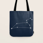 Leo Zodiac Star Constellation Line Art Dark Blue Tote Bag Gallery Image 1