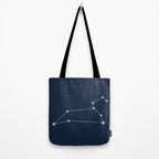 Leo Zodiac Star Constellation Line Art Dark Blue Tote Bag Gallery Image 2
