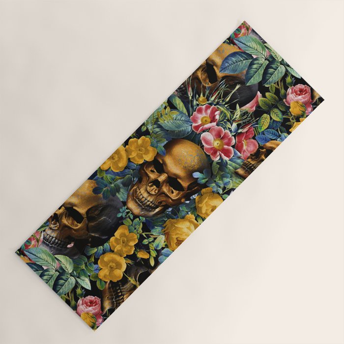 Skull and Flowers Pattern Yoga Mat Gallery Image 1