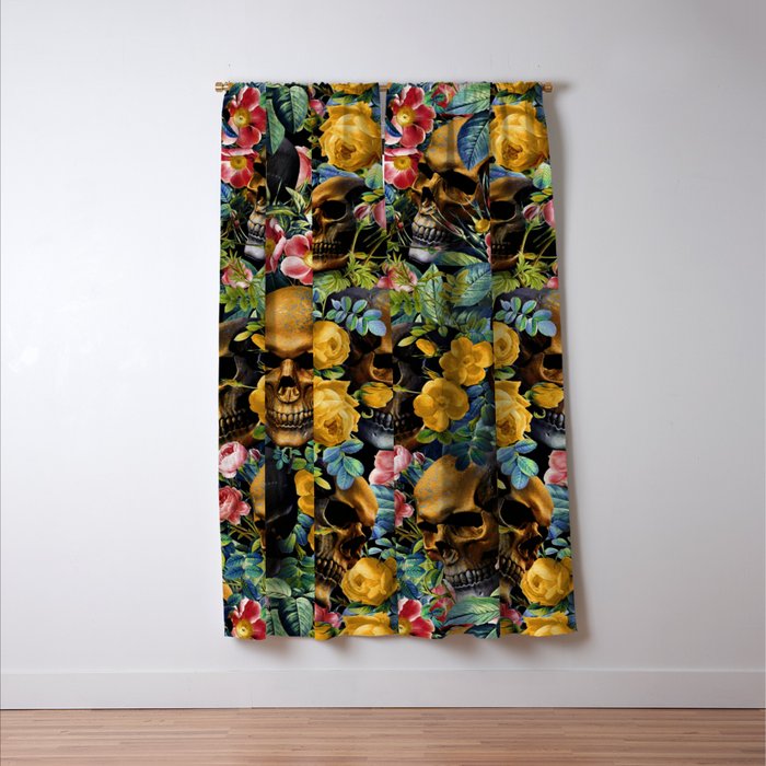 Skull and Flowers Pattern Window Curtain Gallery Image 3