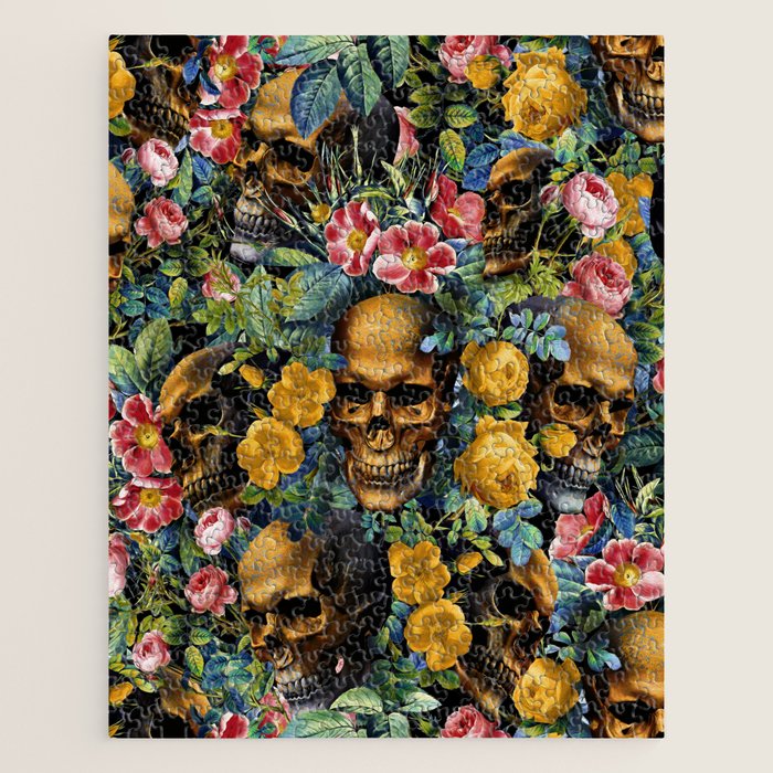 Skull and Flowers Pattern Jigsaw Puzzle Gallery Image 1