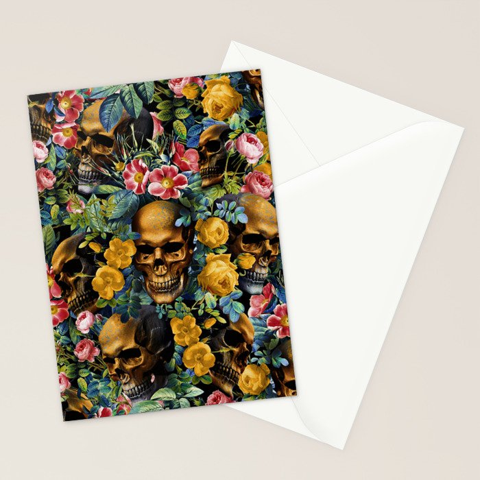 Skull and Flowers Pattern Stationery Card Gallery Image 2