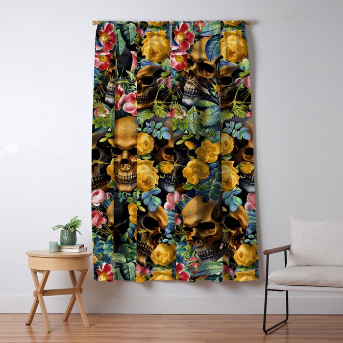 Skull and Flowers Pattern Window Curtain Gallery Image 5