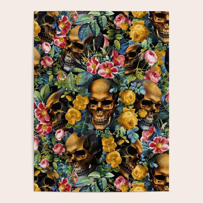 Skull and Flowers Pattern Poster Gallery Image 4