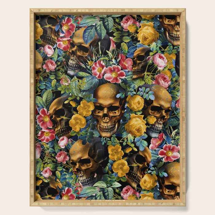 Skull and Flowers Pattern Serving Tray Gallery Image 1