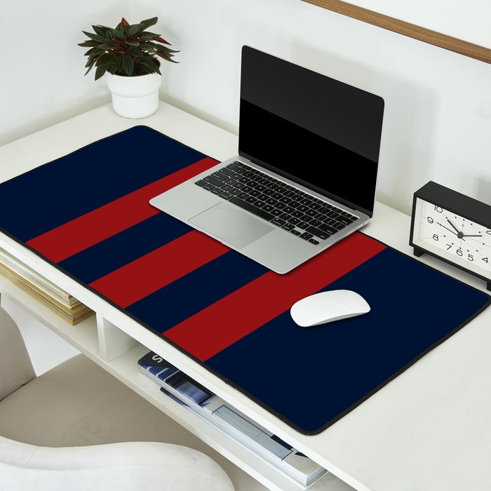 Navy Three Red Bars Desk Mat Gallery Image 2