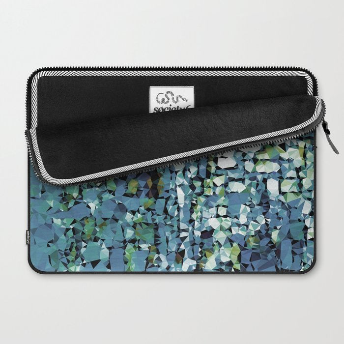 Blue Green Abstract Geometric Low Poly Modern Art Laptop Sleeve Gallery Image 2