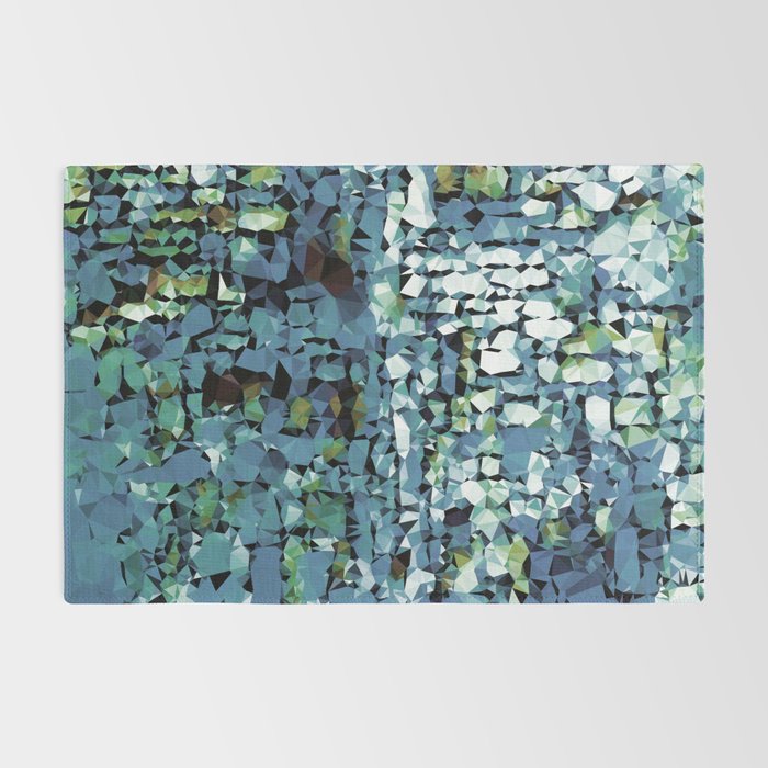 Blue Green Abstract Geometric Low Poly Modern Art Rug Gallery Image 2