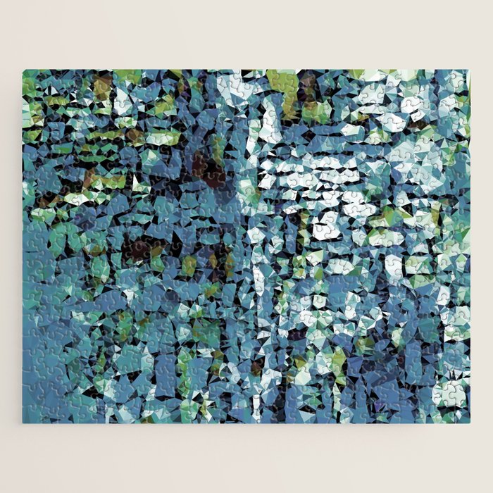 Blue Green Abstract Geometric Low Poly Modern Art Jigsaw Puzzle Gallery Image 1