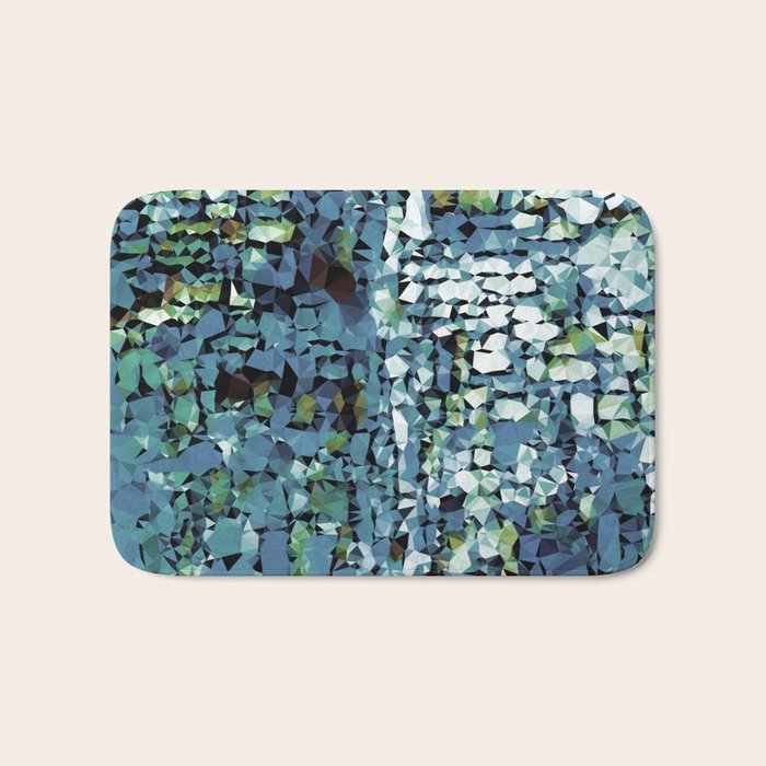 Blue Green Abstract Geometric Low Poly Modern Art Bath Mat Gallery Image 1