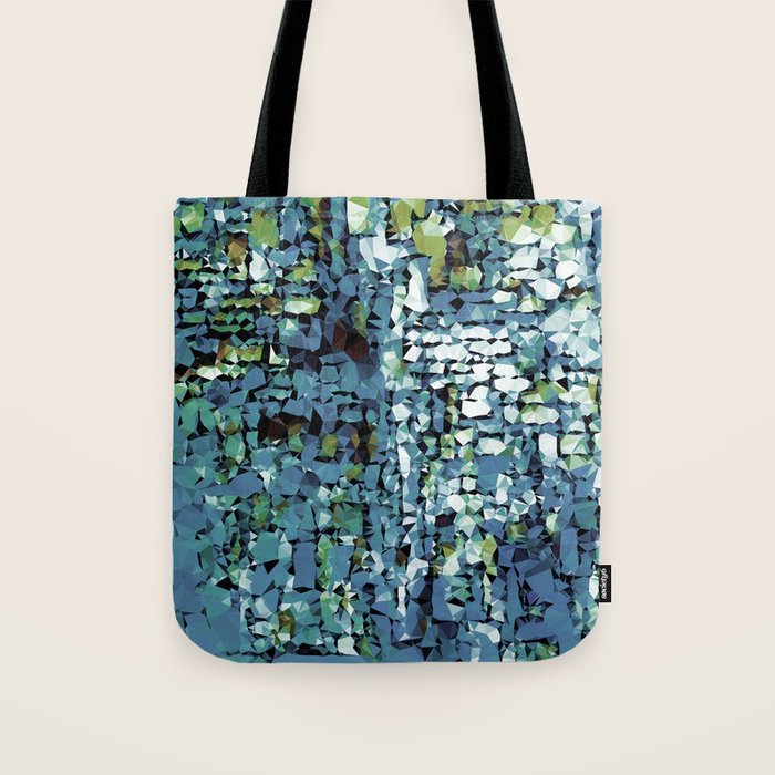 Blue Green Abstract Geometric Low Poly Modern Art Tote Bag Gallery Image 1