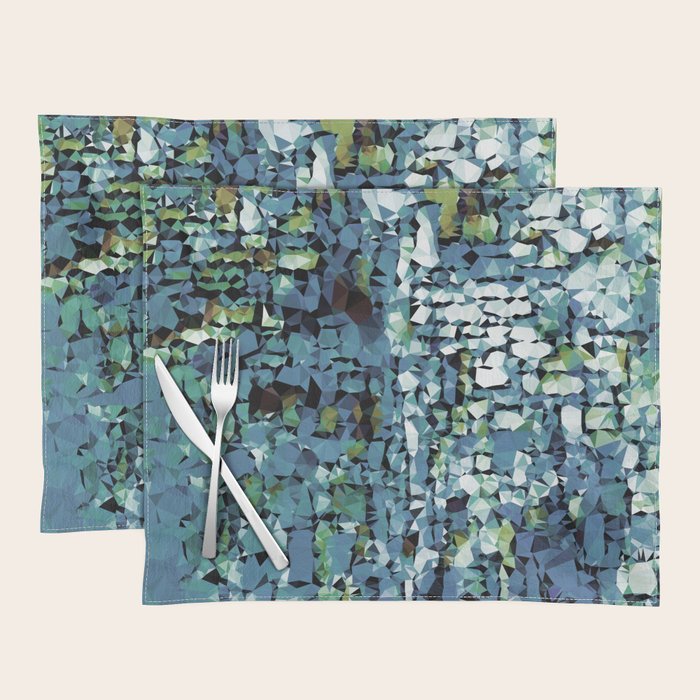 Blue Green Abstract Geometric Low Poly Modern Art Placemat Gallery Image 1