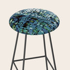Blue Green Abstract Geometric Low Poly Modern Art Stool Gallery Image 2