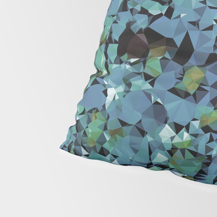 Blue Green Abstract Geometric Low Poly Modern Art Pillow Sham Gallery Image 4