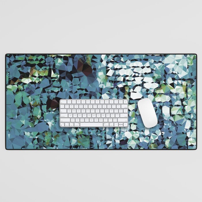 Blue Green Abstract Geometric Low Poly Modern Art Desk Mat Gallery Image 1