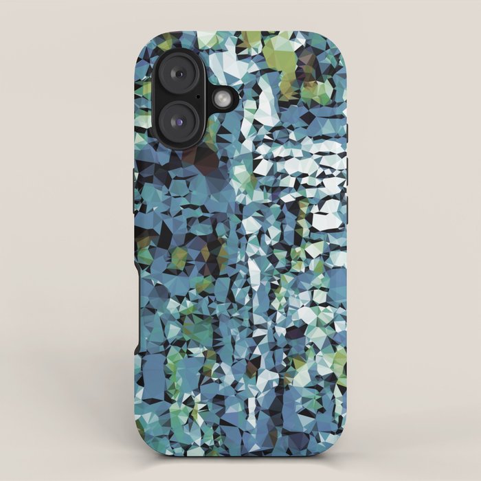 Blue Green Abstract Geometric Low Poly Modern Art iPhone Case Gallery Image 1