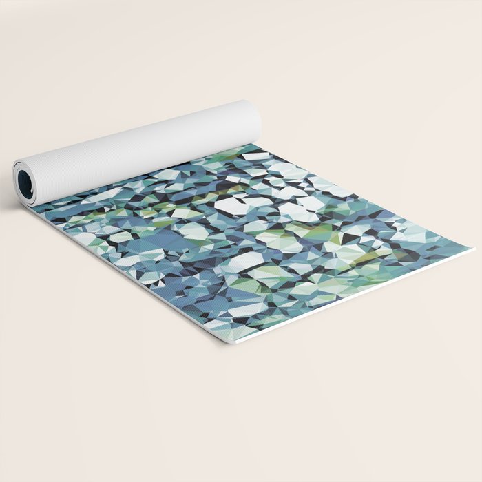 Blue Green Abstract Geometric Low Poly Modern Art Yoga Mat Gallery Image 2