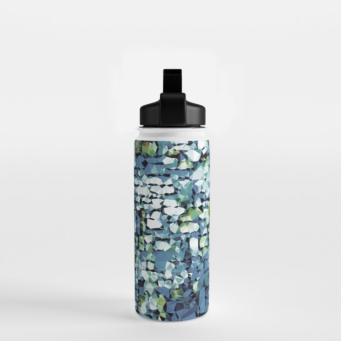 Blue Green Abstract Geometric Low Poly Modern Art Water Bottle Gallery Image 2