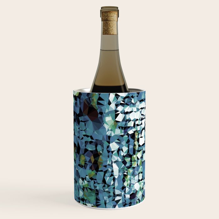 Blue Green Abstract Geometric Low Poly Modern Art Wine Chiller Gallery Image 1