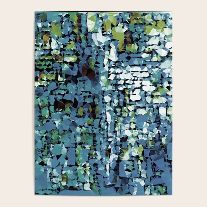 Blue Green Abstract Geometric Low Poly Modern Art Poster Gallery Image 1