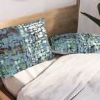 Blue Green Abstract Geometric Low Poly Modern Art Pillow Sham Gallery Image 2