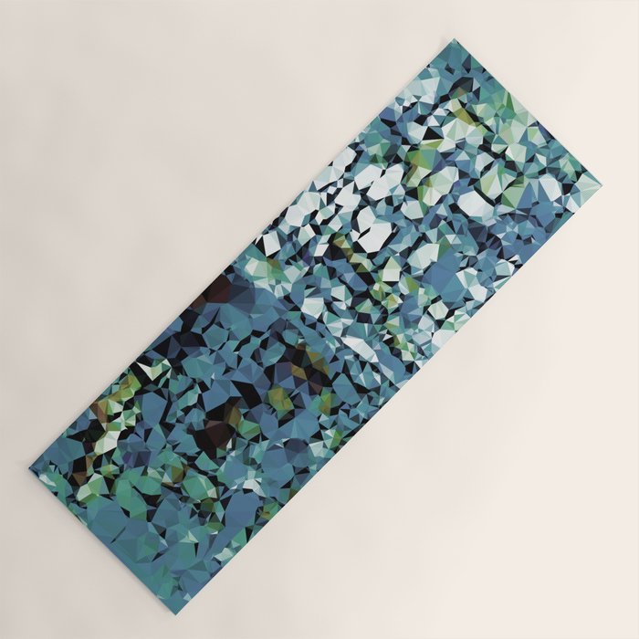 Blue Green Abstract Geometric Low Poly Modern Art Yoga Mat Gallery Image 1