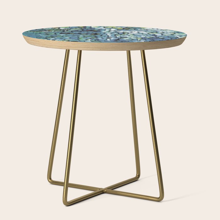 Blue Green Abstract Geometric Low Poly Modern Art Side Table Gallery Image 1