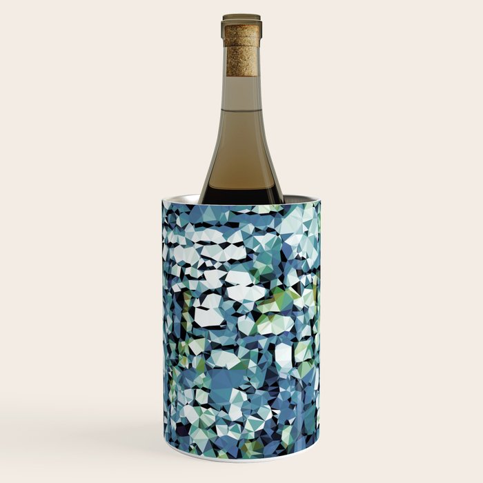 Blue Green Abstract Geometric Low Poly Modern Art Wine Chiller Gallery Image 3