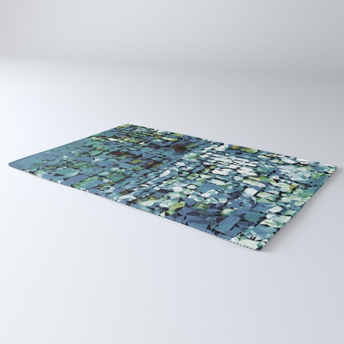 Blue Green Abstract Geometric Low Poly Modern Art Rug Gallery Image 3