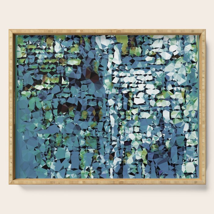 Blue Green Abstract Geometric Low Poly Modern Art Serving Tray Gallery Image 1