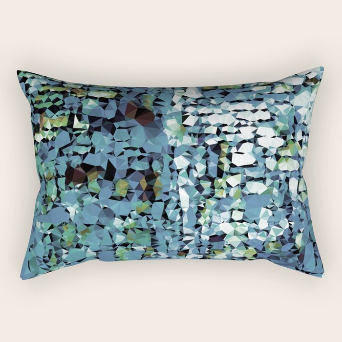 Blue Green Abstract Geometric Low Poly Modern Art Rectangular Pillow Gallery Image 2