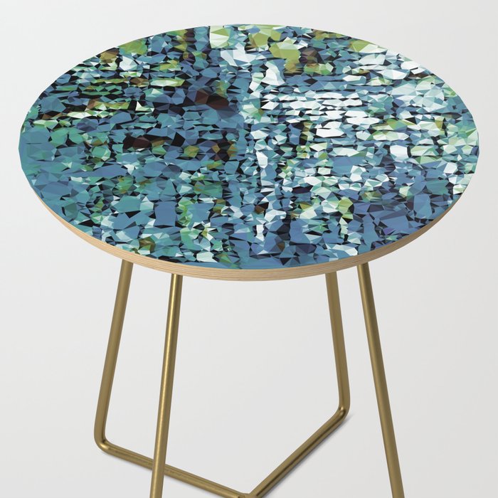 Blue Green Abstract Geometric Low Poly Modern Art Side Table Gallery Image 2