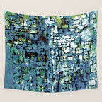 Blue Green Abstract Geometric Low Poly Modern Art Wall Tapestry Gallery Image 4
