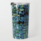 Blue Green Abstract Geometric Low Poly Modern Art Travel Mug Gallery Image 3