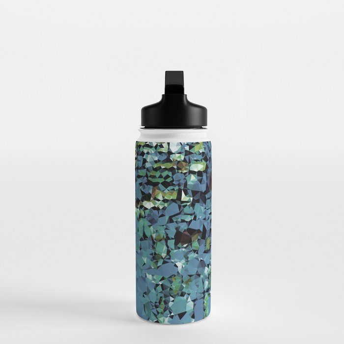 Blue Green Abstract Geometric Low Poly Modern Art Water Bottle Gallery Image 3