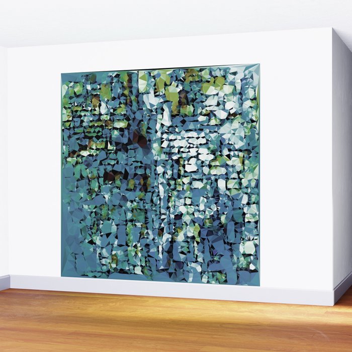 Blue Green Abstract Geometric Low Poly Modern Art Wall Mural Gallery Image 2