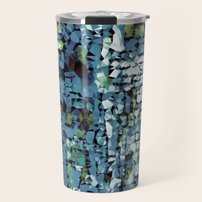 Blue Green Abstract Geometric Low Poly Modern Art Travel Mug Gallery Image 1